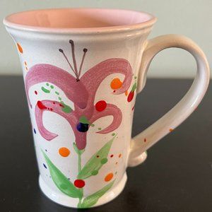 Gibson Tall Flared Mug w/ Hand Painted Purple Irises & Paint Splash Design
